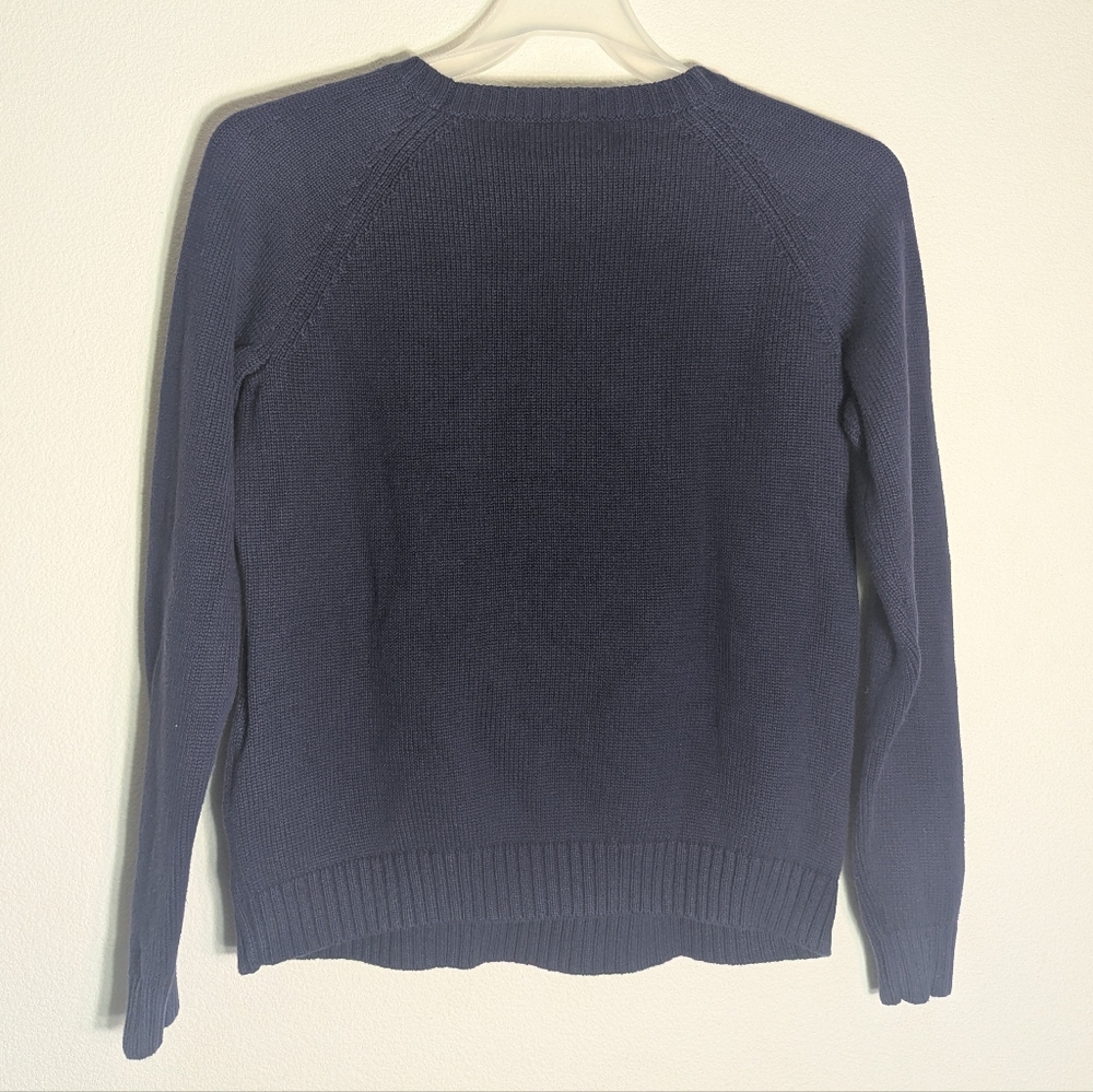 Lands' End Drifter Navy Blue Cable Knit Fisherman Midweight Cotton Sweater Large - Picture 8 of 8
